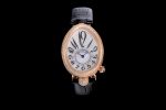 Reine de Naples YG ZF 1:1 Best Edition White Arabic Dial Diamonds Bezel on Black Leather Strap A537