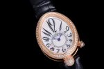 Reine de Naples YG ZF 1:1 Best Edition White Arabic Dial Diamonds Bezel on Black Leather Strap A537 - Image 2