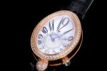Reine de Naples YG ZF 1:1 Best Edition White Arabic Dial Diamonds Bezel on Black Leather Strap A537 - Image 3
