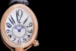 Reine de Naples YG ZF 1:1 Best Edition White Arabic Dial Diamonds Bezel on Black Leather Strap A537 - Image 4