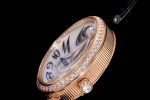 Reine de Naples YG ZF 1:1 Best Edition White Arabic Dial Diamonds Bezel on Black Leather Strap A537 - Image 6
