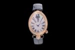 Reine de Naples YG ZF 1:1 Best Edition White Roman Dial Diamonds Bezel on Black Leather Strap A537