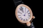 Reine de Naples YG ZF 1:1 Best Edition White Roman Dial Diamonds Bezel on Black Leather Strap A537 - Image 2