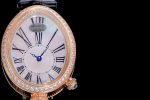 Reine de Naples YG ZF 1:1 Best Edition White Roman Dial Diamonds Bezel on Black Leather Strap A537 - Image 4