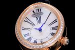 Reine de Naples YG ZF 1:1 Best Edition White Roman Dial Diamonds Bezel on Black Leather Strap A537 - Image 5