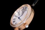 Reine de Naples YG ZF 1:1 Best Edition White Roman Dial Diamonds Bezel on Black Leather Strap A537 - Image 6