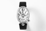 Reine de Naples 8918BB SS ZF 1:1 Best Edition White MOP Dial Diamonds Bezel on Black Fabric Strap A537
