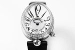 Reine de Naples 8918BB SS ZF 1:1 Best Edition White MOP Dial Diamonds Bezel on Black Fabric Strap A537 - Image 3