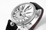 Reine de Naples 8918BB SS ZF 1:1 Best Edition White MOP Dial Diamonds Bezel on Black Fabric Strap A537 - Image 5