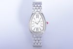 Serpenti Seduttori Watch SS BVF 1:1 Best Edition Silver Markers On White Dial Diamonds Bezel on SS Bracelet ETA Quartz