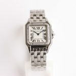 Panthère 22mm BVF 1:1 Best Edition SS White Dial Diamonds Bezel on SS Bracelet Ronda Quartz