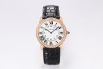 Ronde Solo de Cartier 42mm 3WF 1:1 Best Edition White Dial on Black Leather Strap MIYOTA 9015 - Image 2