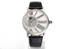 Rotonde de Cartier Mystery SS White Dial on Black Leather Strap Asia 9981