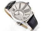 Rotonde de Cartier Mystery SS White Dial on Black Leather Strap Asia 9981 - Image 3