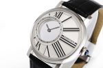 Rotonde de Cartier Mystery SS White Dial on Black Leather Strap Asia 9981 - Image 4