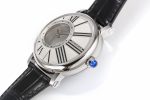 Rotonde de Cartier Mystery SS White Dial on Black Leather Strap Asia 9981 - Image 8