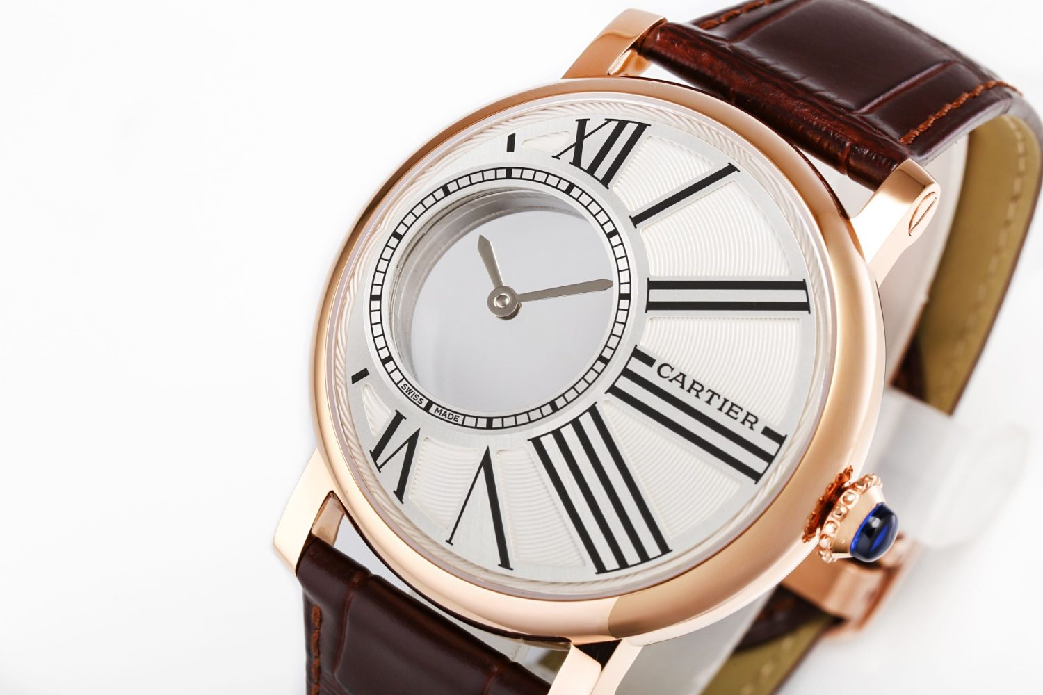 Rotonde de Cartier Mystery RG White Dial on Brown Leather Strap Asia 9981 - Image 3