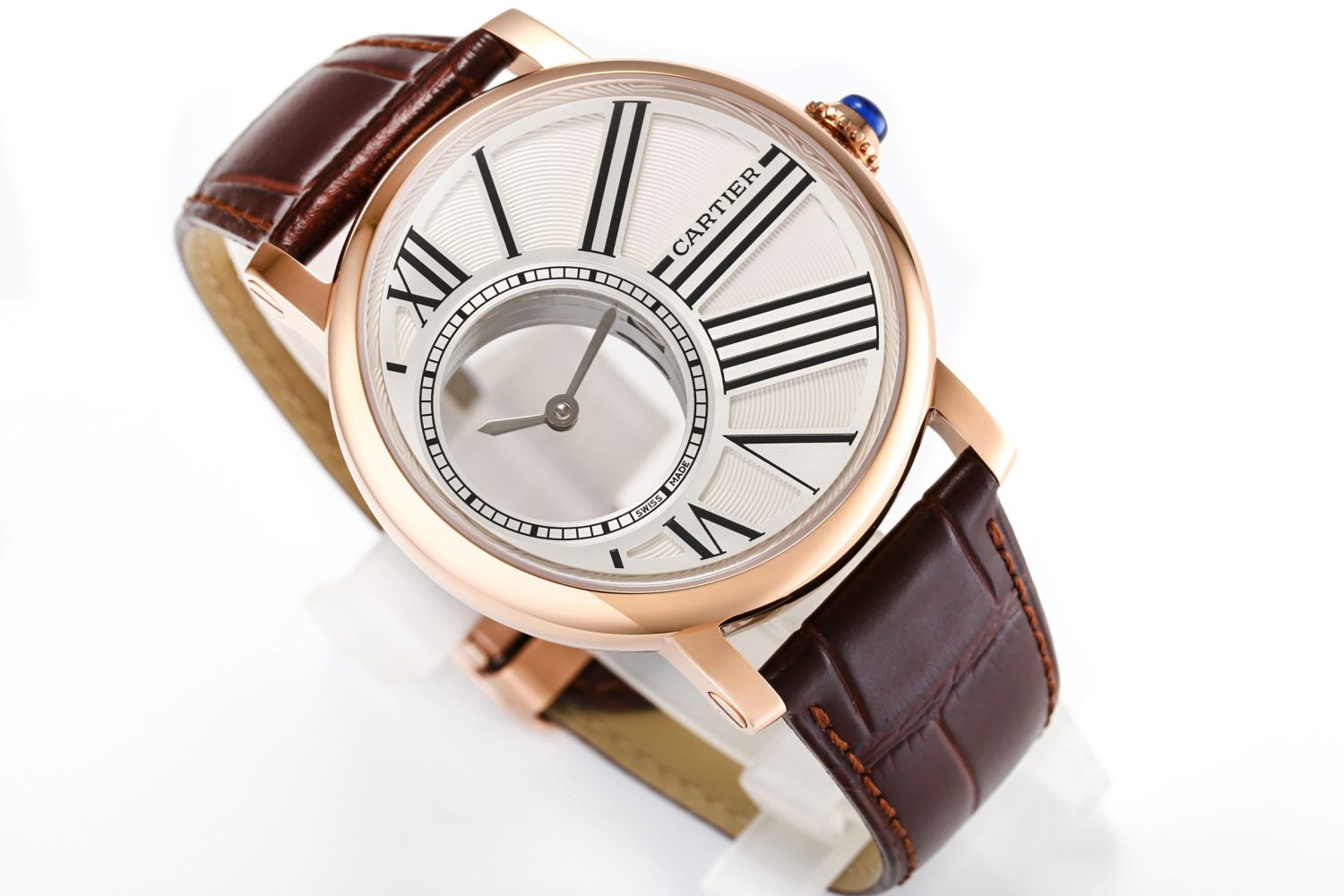 Rotonde de Cartier Mystery RG White Dial on Brown Leather Strap Asia 9981 - Image 4