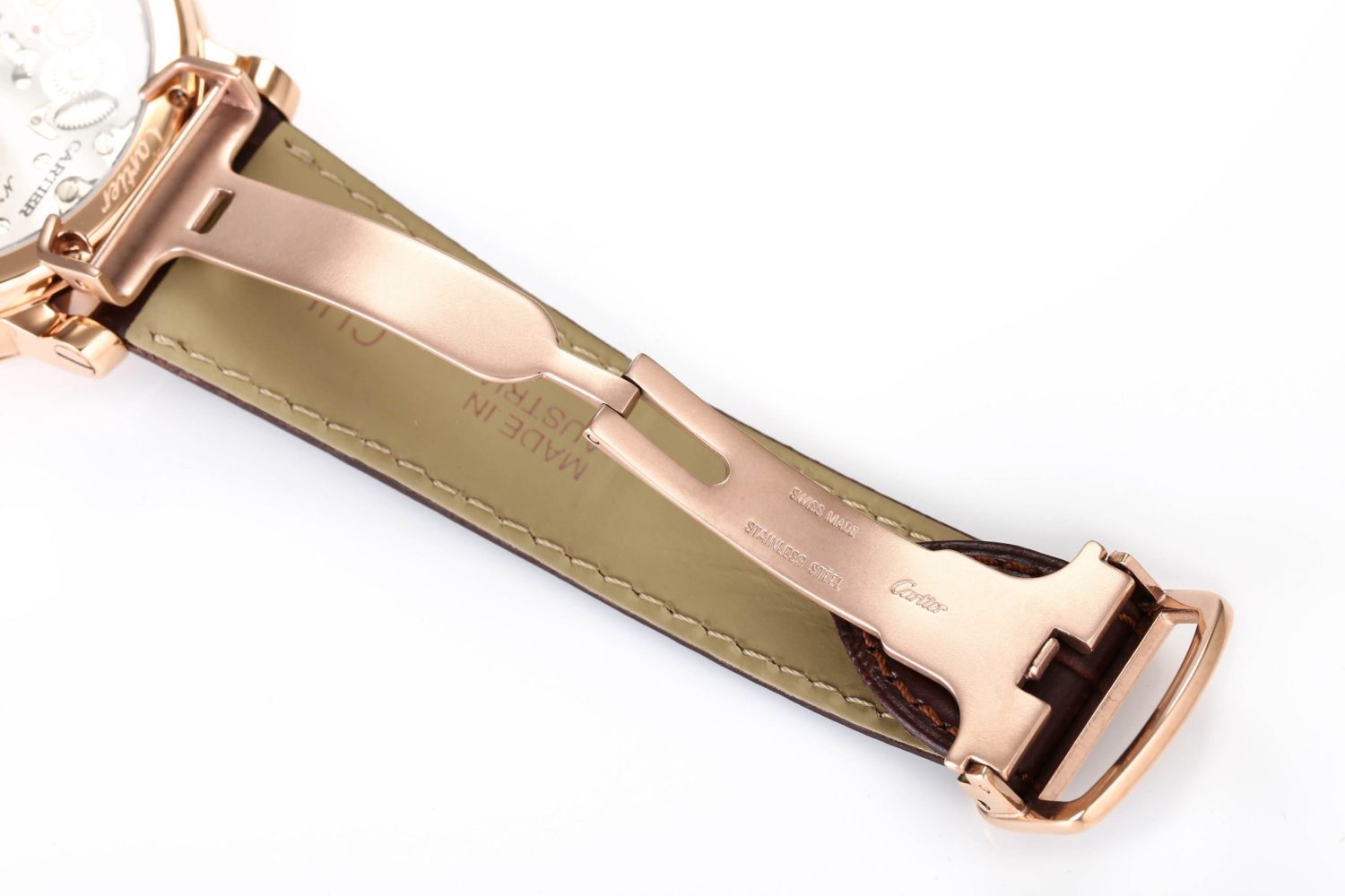 Rotonde de Cartier Mystery RG White Dial on Brown Leather Strap Asia 9981 - Image 9