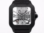 Santos skeleton PVD TWF Best Edition Skeleton Dial on Black Leather Strap Ronda Quartz - Image 2