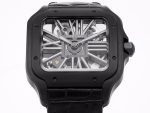 Santos skeleton PVD TWF Best Edition Skeleton Dial on Black Leather Strap Ronda Quartz - Image 3
