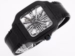 Santos skeleton PVD TWF Best Edition Skeleton Dial on Black Leather Strap Ronda Quartz - Image 4