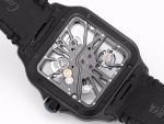 Santos skeleton PVD TWF Best Edition Skeleton Dial on Black Leather Strap Ronda Quartz - Image 9