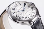 Ballon Bleu 42mm SS AF 1:1 Best Edition White Texture Dial on Black Crocodile Strap A2824 - Image 6