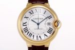 Ballon Bleu 42mm YG AF 1:1 Best Edition White Textured Dial on Brown Leather Strap A2824 - Image 2