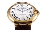 Ballon Bleu 42mm YG AF 1:1 Best Edition White Textured Dial on Brown Leather Strap A2824 - Image 3