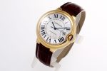 Ballon Bleu 42mm YG AF 1:1 Best Edition White Textured Dial on Brown Leather Strap A2824 - Image 4