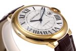 Ballon Bleu 42mm YG AF 1:1 Best Edition White Textured Dial on Brown Leather Strap A2824 - Image 6