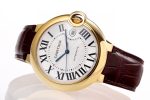 Ballon Bleu 42mm YG AF 1:1 Best Edition White Textured Dial on Brown Leather Strap A2824 - Image 7