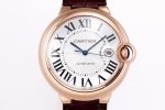 Ballon Bleu 42mm RG AF 1:1 Best Edition Blue Hands White Textured Dial on Brown Leather Strap A2824 - Image 2