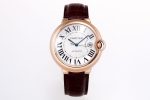 Ballon Bleu 42mm RG AF 1:1 Best Edition Blue Hands White Textured Dial on Brown Leather Strap A2824