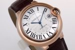 Ballon Bleu 42mm RG AF 1:1 Best Edition Blue Hands White Textured Dial on Brown Leather Strap A2824 - Image 3
