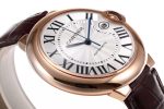 Ballon Bleu 42mm RG AF 1:1 Best Edition Blue Hands White Textured Dial on Brown Leather Strap A2824 - Image 6
