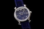 Happy Sport 36mm SS ZF 1:1 Best Edition Diamonds Bezel Blue Dial on Blue Leather Strap A2892 - Image 2