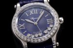 Happy Sport 36mm SS ZF 1:1 Best Edition Diamonds Bezel Blue Dial on Blue Leather Strap A2892 - Image 5