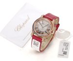 Happy Sport 36mm RG TWS 1:1 Best Edition Rainbow Diamonds Bezel White Dial on Red Leather Strap A2892 - Image 2