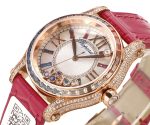 Happy Sport 36mm RG TWS 1:1 Best Edition Rainbow Diamonds Bezel White Dial on Red Leather Strap A2892 - Image 3