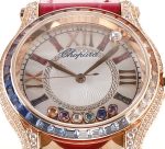 Happy Sport 36mm RG TWS 1:1 Best Edition Rainbow Diamonds Bezel White Dial on Red Leather Strap A2892 - Image 5