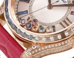 Happy Sport 36mm RG TWS 1:1 Best Edition Rainbow Diamonds Bezel White Dial on Red Leather Strap A2892 - Image 6