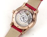 Happy Sport 36mm RG TWS 1:1 Best Edition Rainbow Diamonds Bezel White Dial on Red Leather Strap A2892 - Image 8