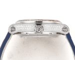 Happy Sport 36mm SS TWS 1:1 Best Edition Rainbow Diamonds Bezel White Dial on Blue Leather Strap A2892 - Image 6