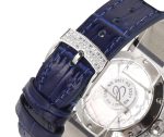 Happy Sport 36mm SS TWS 1:1 Best Edition Rainbow Diamonds Bezel White Dial on Blue Leather Strap A2892 - Image 7