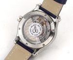 Happy Sport 36mm SS TWS 1:1 Best Edition Rainbow Diamonds Bezel White Dial on Blue Leather Strap A2892 - Image 8