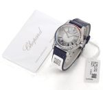 Happy Sport 36mm SS TWS 1:1 Best Edition Rainbow Diamonds Bezel White Dial on Blue Leather Strap A2892 - Image 9