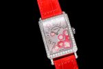 Long Island Ladies SS Diamonds Bezel ZF 1:1 Mother of Pearl Dial on Red Leather Strap Swiss Ronda Quartz - Image 2