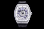 Vanguard V45 SS Full Paved Diamonds ABF Full Diamonds Dial on Black Gummy Strap A2824